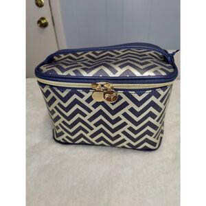 Dabney Lee Chevron Navy Blue and Gold Lunch Bag, NWT